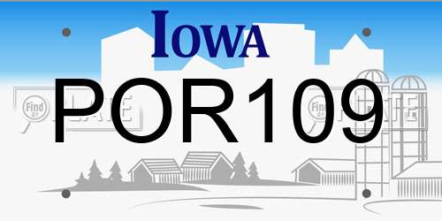 POR109 Iowa License Plate