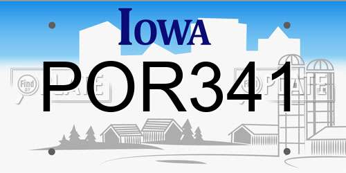 POR341 Iowa License Plate
