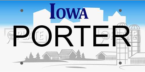 PORTER Iowa License Plate
