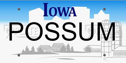 POSSUM Iowa License Plate