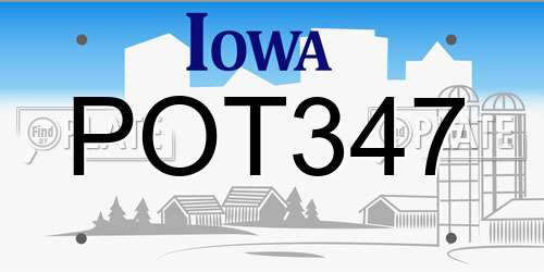 POT347 Iowa License Plate