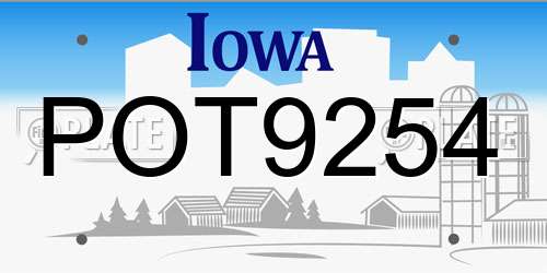 POT9254 Iowa License Plate