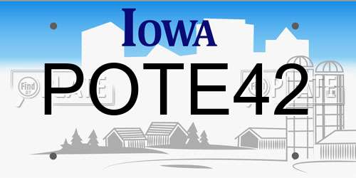 POTE42 Iowa License Plate