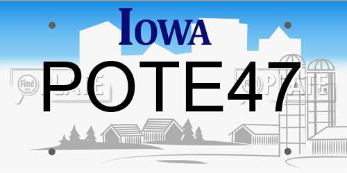 POTE47 Iowa License Plate