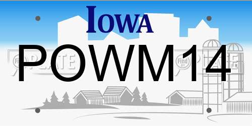 POWM14 Iowa License Plate