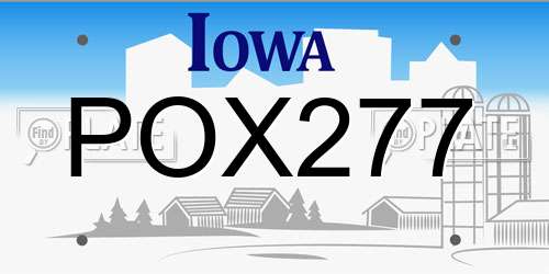 POX277 Iowa License Plate
