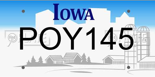 POY145 Iowa License Plate