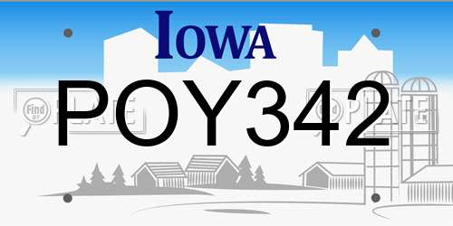 POY342 Iowa License Plate