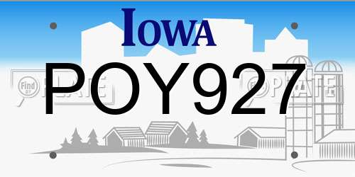 POY927 Iowa License Plate