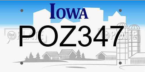 POZ347 Iowa License Plate