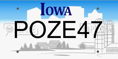 POZE47 Iowa License Plate