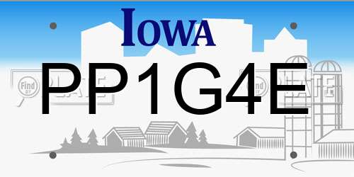 PP1G4E Iowa License Plate