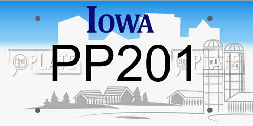 PP201 Iowa License Plate