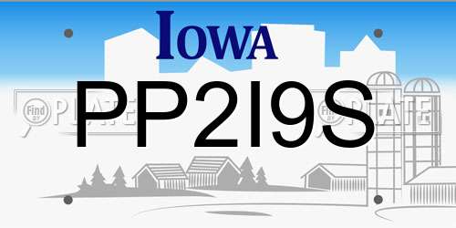 PP2I9S Iowa License Plate