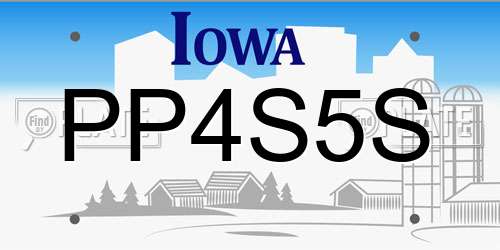 PP4S5S Iowa License Plate