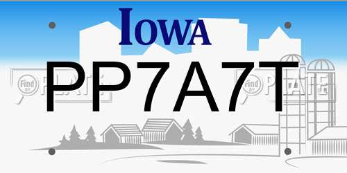 PP7A7T Iowa License Plate
