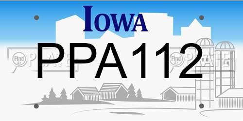 PPA112 Iowa License Plate