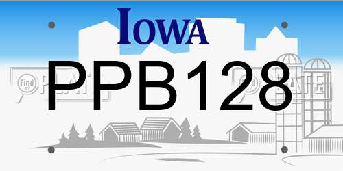 PPB128 Iowa License Plate