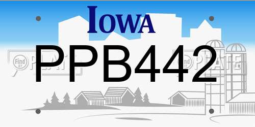 PPB442 Iowa License Plate