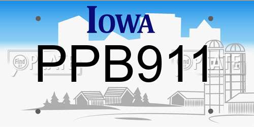 PPB911 Iowa License Plate