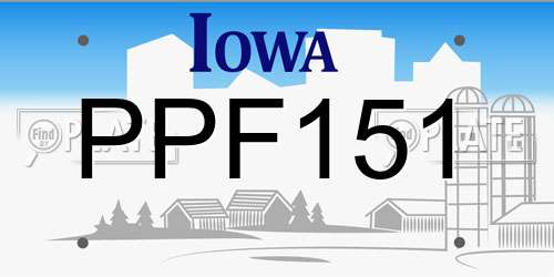 PPF151 Iowa License Plate