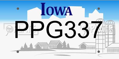 PPG337 Iowa License Plate