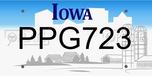 PPG723 Iowa License Plate