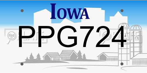 PPG724 Iowa License Plate