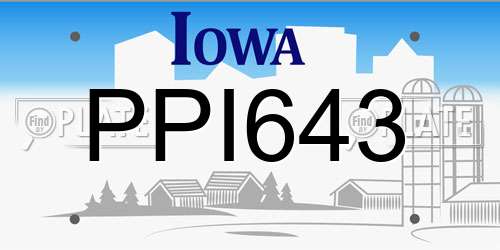 PPI643 Iowa License Plate
