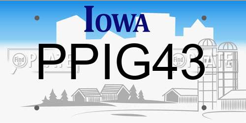 PPIG43 Iowa License Plate