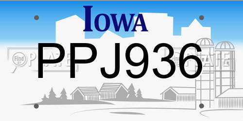 PPJ936 Iowa License Plate