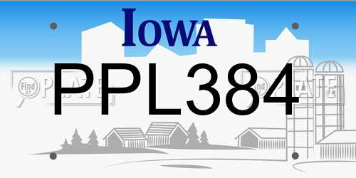PPL384 Iowa License Plate