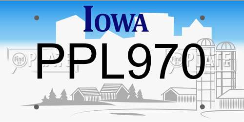 PPL970 Iowa License Plate