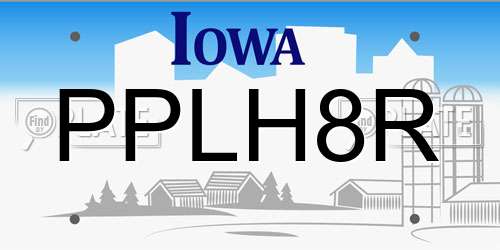PPLH8R Iowa License Plate
