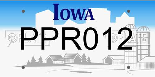 PPR012 Iowa License Plate