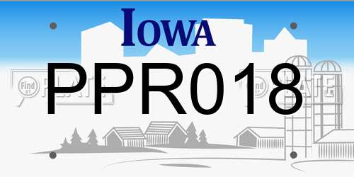 PPR018 Iowa License Plate