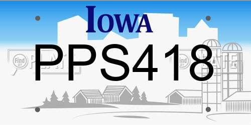 PPS418 Iowa License Plate