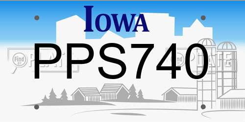 PPS740 Iowa License Plate