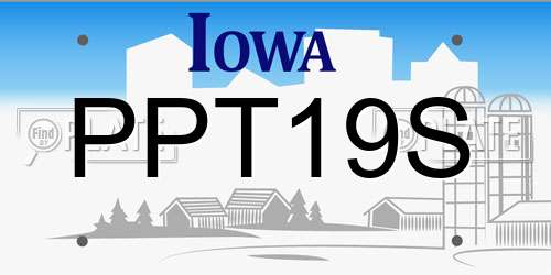 PPT19S Iowa License Plate