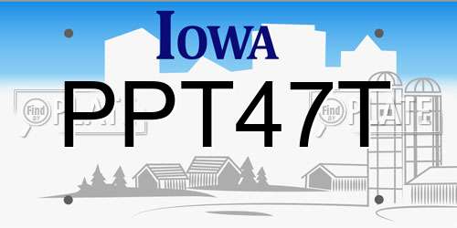 PPT47T Iowa License Plate