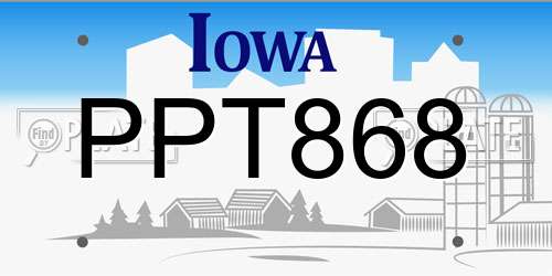 PPT868 Iowa License Plate