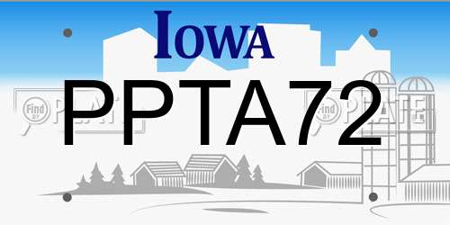 PPTA72 Iowa License Plate
