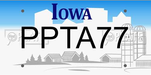 PPTA77 Iowa License Plate