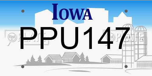 PPU147 Iowa License Plate
