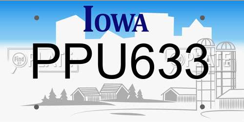 PPU633 Iowa License Plate