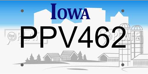 PPV462 Iowa License Plate