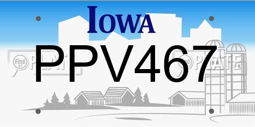 PPV467 Iowa License Plate