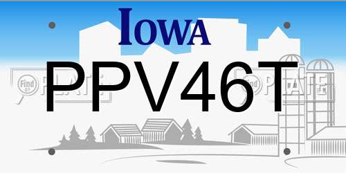 PPV46T Iowa License Plate