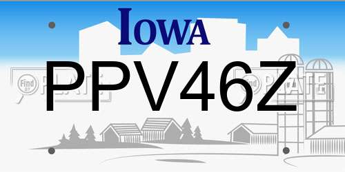 PPV46Z Iowa License Plate