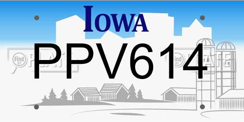 PPV614 Iowa License Plate